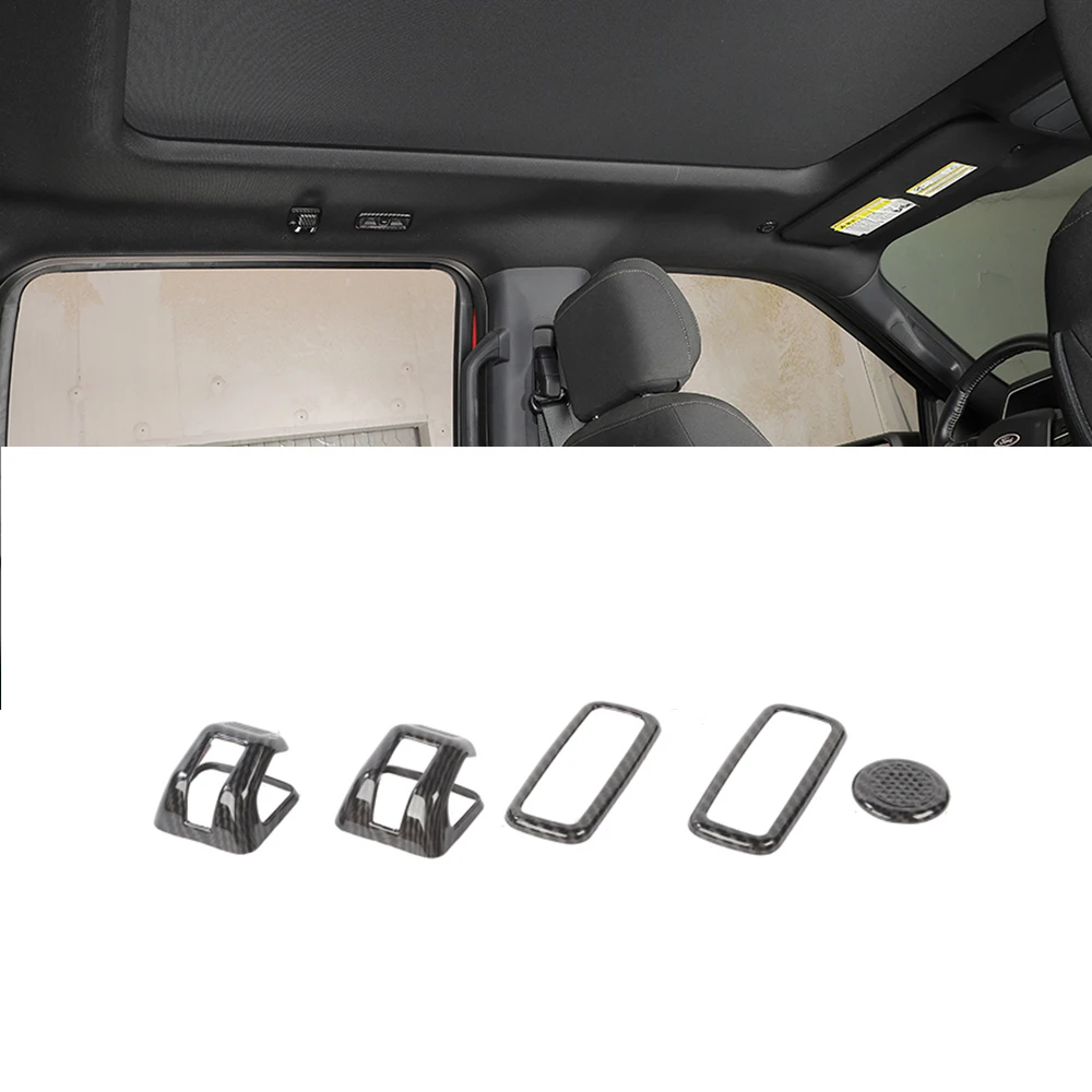 

Car Roof Hook Reading Light Decoration Cover Stickers for Ford F-150 2021 2022 Interior Accessories ABS Carbon Fiber Red Chrome