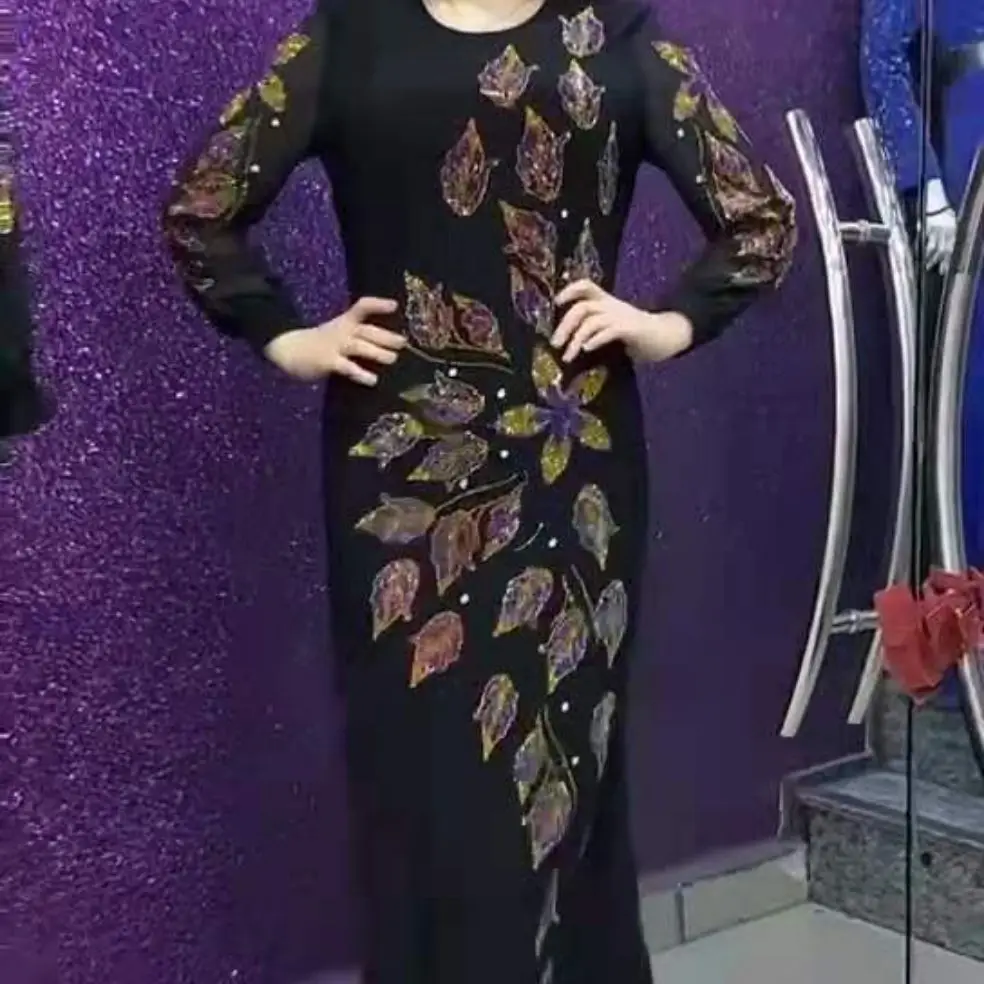 Дубай мусульманское Европейское и американское стандартное платье благородное темпераментное платье модное искусственное вечернее банке...