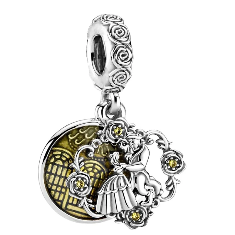 

Fit Pandora Disney Beauty and the Beast Dance Pendant for Jewelry Making Belle Princess Dangle Charms Bracelet Women Accessories