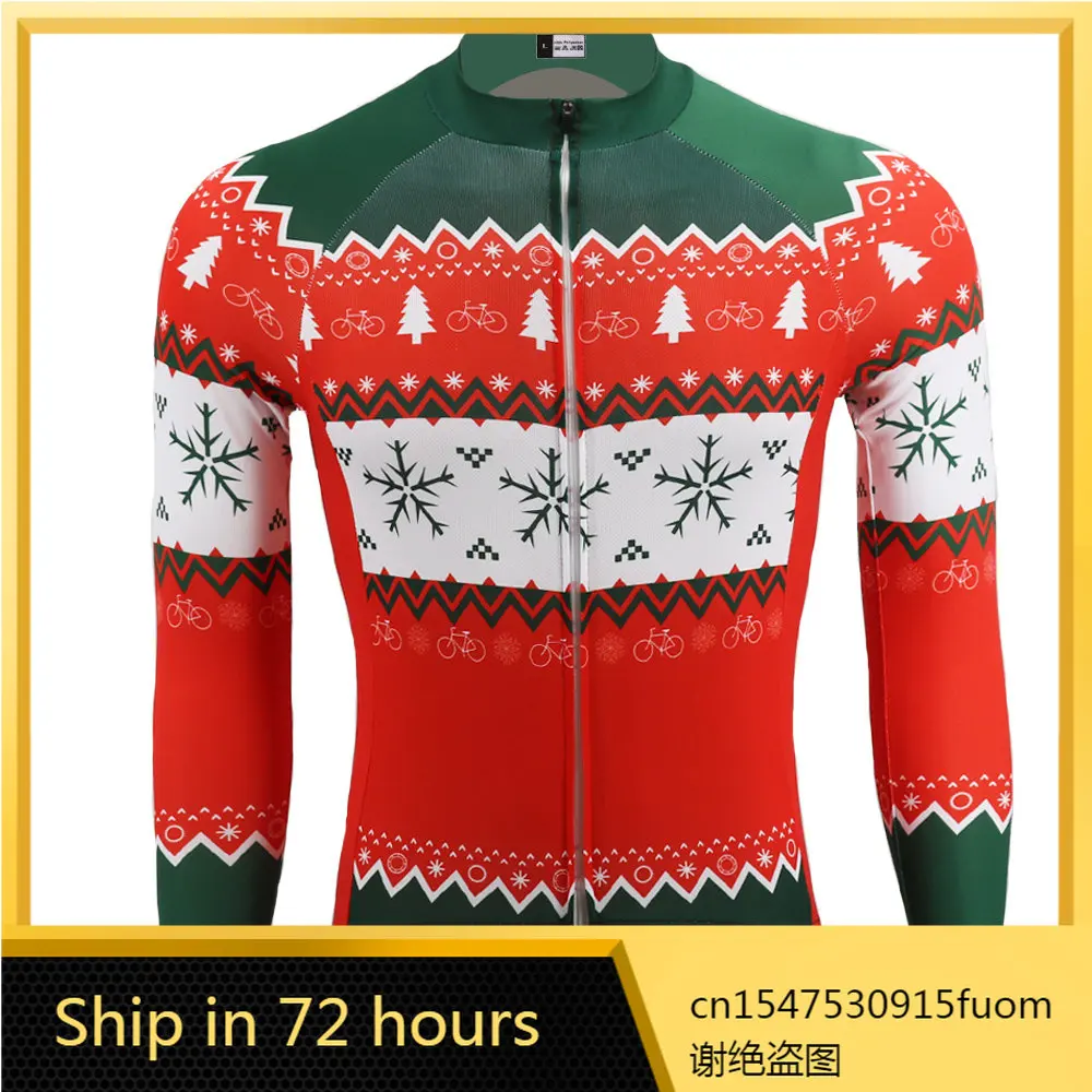 

Christmas cycling Jersey winter fleece & no fleece long sleeves cycling clothing jacket ropa ciclismo MTB