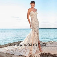 yipeisha sexy split wedding dresses for marriage sweetheart sleeveless lace bridal gowns sheath 2022 new summer robe de mari%c3%a9e