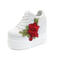womens sneakers 2022 fall new embroidered fashion white high top canvas shoes casual flower lace up red girls vulcanized shoes