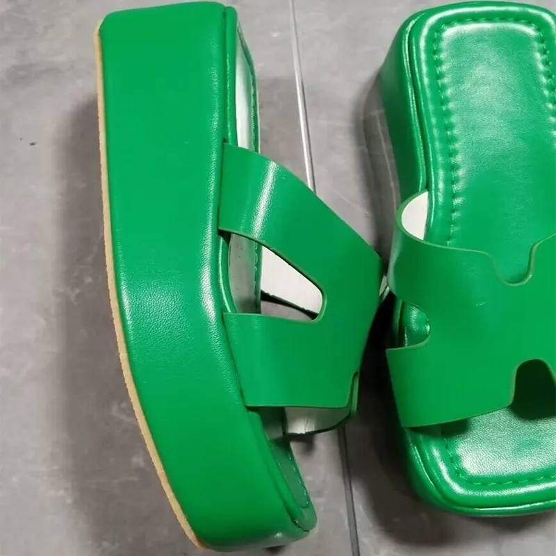 Summer Women Slippers 2023 New Fashion Pu Leather Women Sandals Platform Shoes Designer Orange Beach Ladies Slipper Size 43