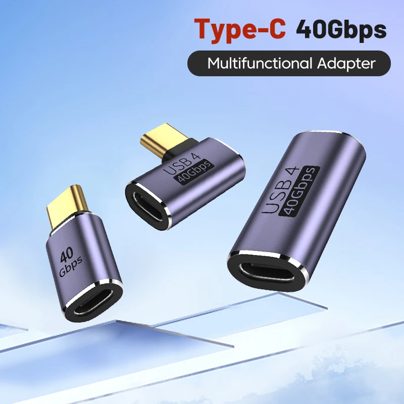 

Metal USB C Adapter Elbow Type C Female To Type C Male 40Gbps Fast Data Transmission Adapter Charging Converter