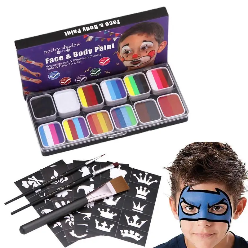 

Body Paint Professional Face Facepaints Halloween Makeup Washable 12-Vivid Color Sfx Makeup Paint Professional Makeup Palette