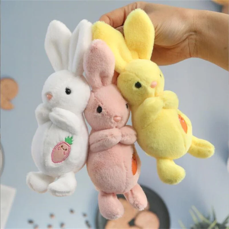 

Cute Rabbit Plush Toy Schoolbag Pendant For Girl Love Bag Long-Eared Bunny Pendant Stuffed Animal Keychain 4 Colors Optional