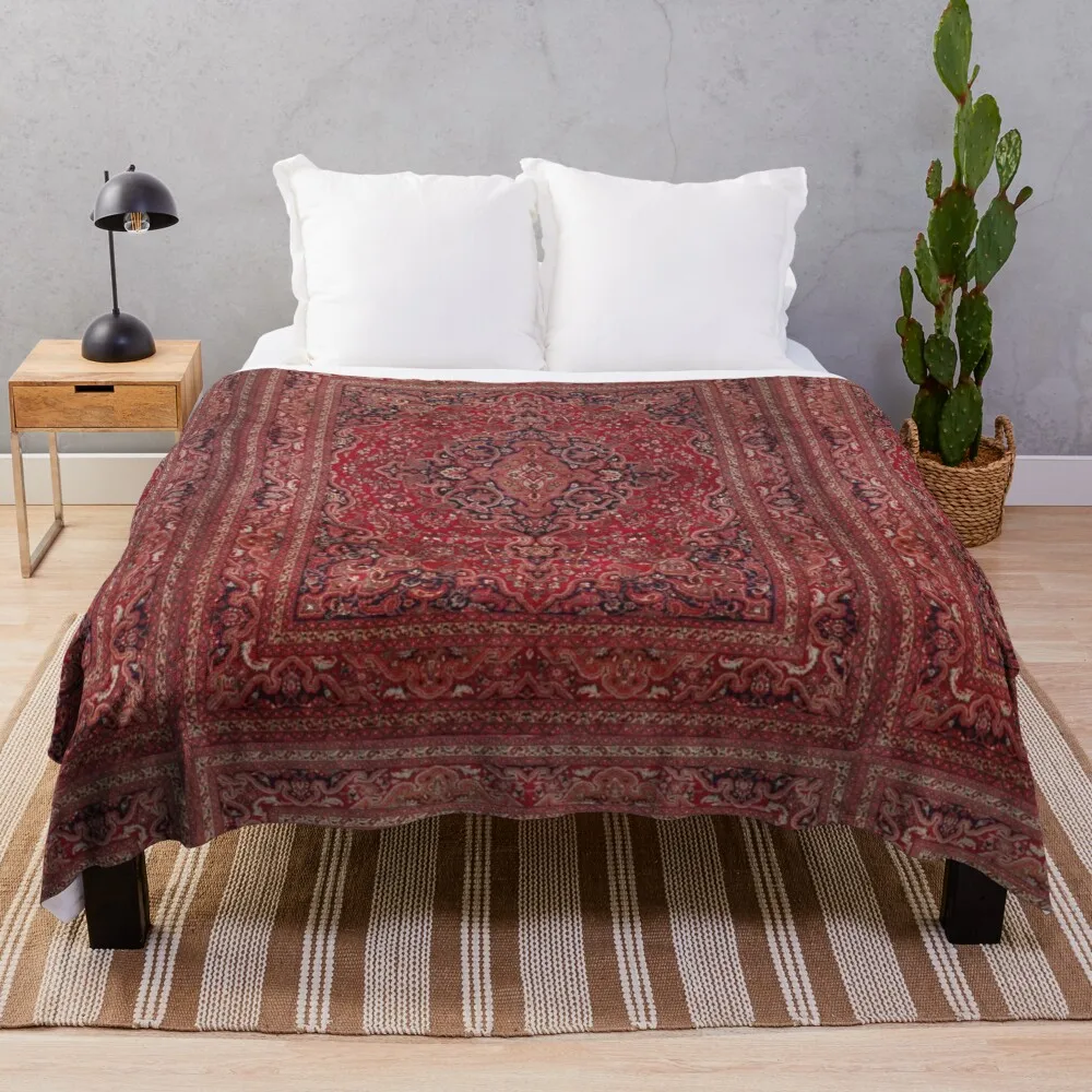 

Antique Persian rug Throw Blanket Plush fabric designer blanket Hair blanket