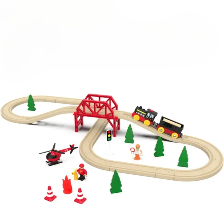 Деревянный набор железнодорожных дорожек SHINEHENG для детей совместимый со всеми