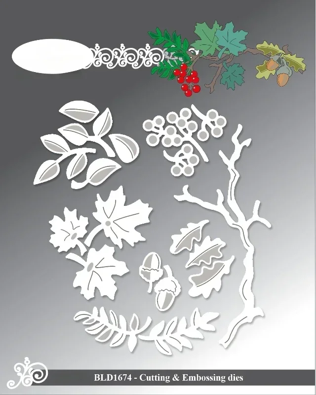 Новинка 2024 металлические штампы ветки и листья формы для фундука изготовление