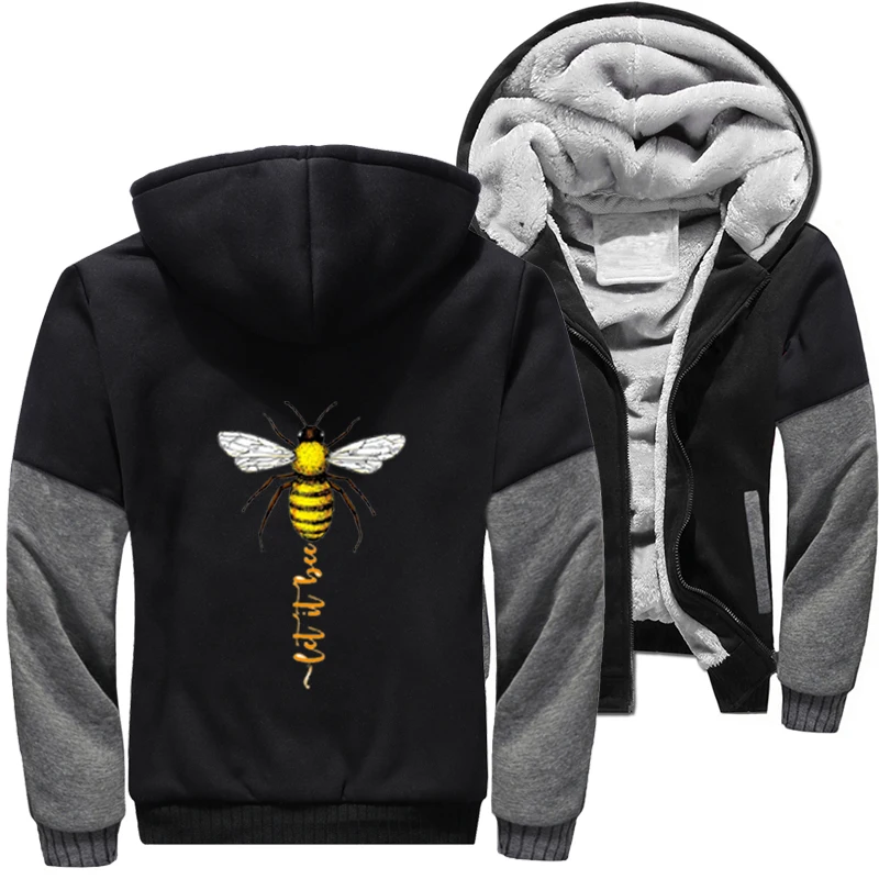 

Let It Bee Japanese Illustrated Novel Jackets Streetwear Hip Hop Thicken Winter Jacket Men Warm Fleece Sweatshirts Hoodies Coat