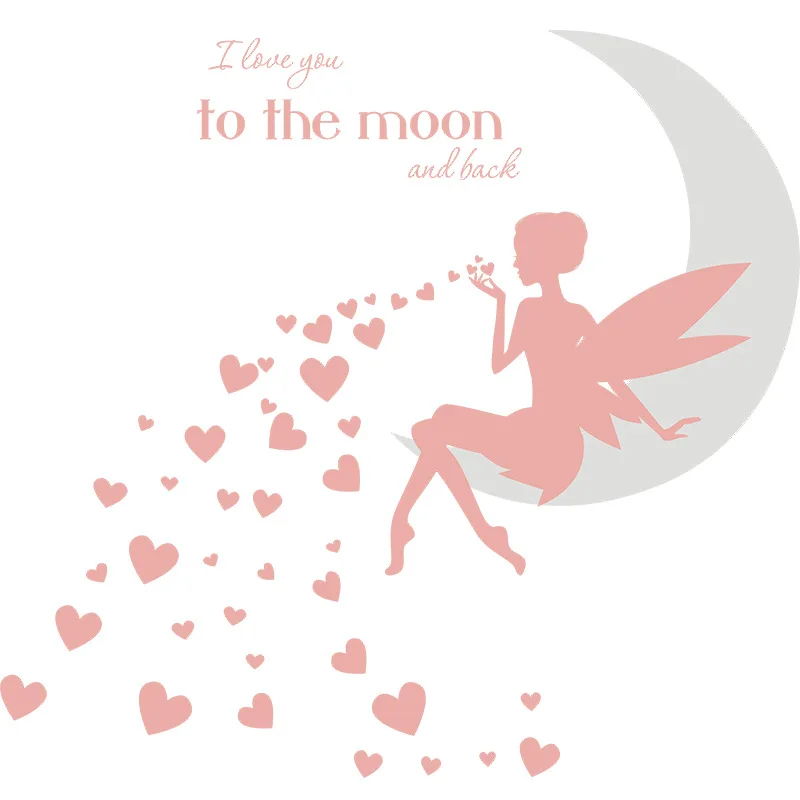 

Gorgeous Pink Fairy Who Lives On The Moon Beautiful Sticker Decor Home Mirror Window Bedroom House Wardrobe Refrigerator