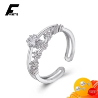 925 silver jewelry ring star shape zircon gemstone open finger rings for women wedding engagement party accessories wholesale