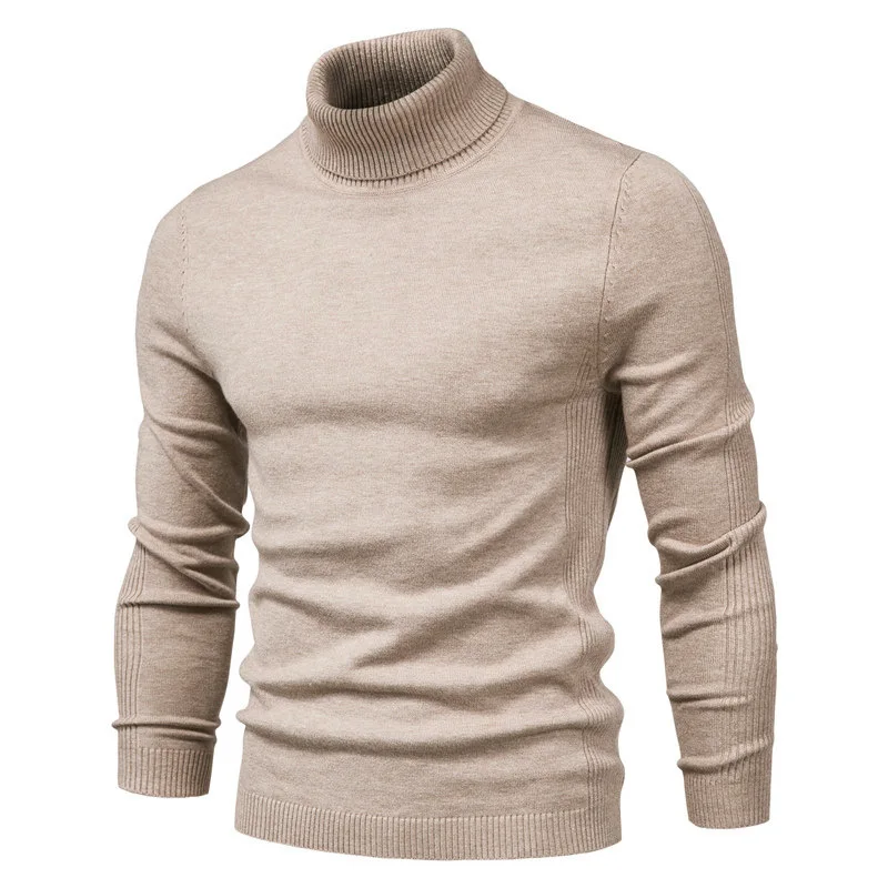

ZITY Knitted Turtleneck Men Sweater Casual High Collar Pullover Man Autumn Winter Knitwear Slim Fit Solid Sweater Fashion Tops