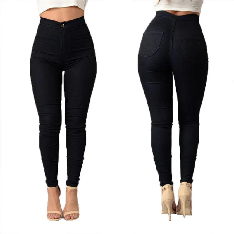 

Autumn and Winter Casual Jeans High Waist Elastic Small Feet Large Tight Pencil Candy Women's Pants Fashionable and Comfortable