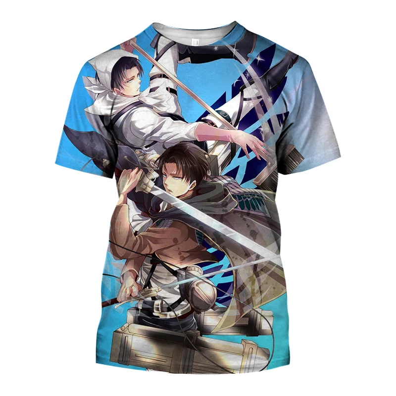 

Футболка женская оверсайз с коротким рукавом, мультяшный 3d-принт японского аниме «атака на Титанов», модная уличная одежда в стиле Харадзюку, на лето