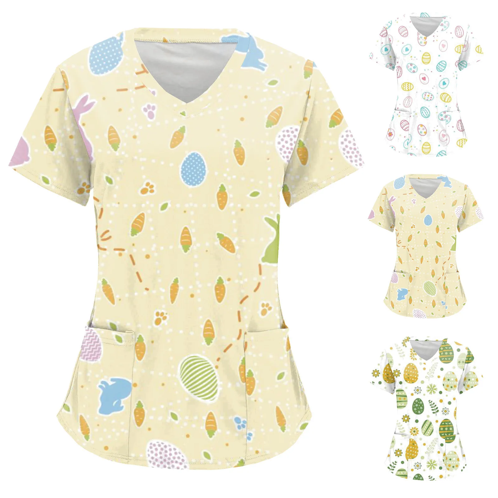 

Womens Easter Print Short Sleeve V Neck Cotton Shirts Long Sleeve for Women Dry Fit Shirts Women Pack Active Shirt Woman