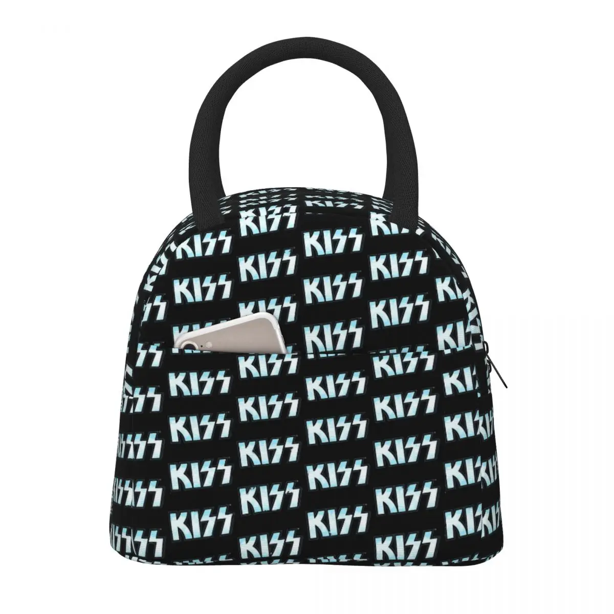 

Синяя сумка для обеда с логотипом Kiss Band для девочек, рок-группа, коробка для обеда, Kawaii, сумка для пикника, сумка-холодильник, удобная оксфордская Термосумка для обеда