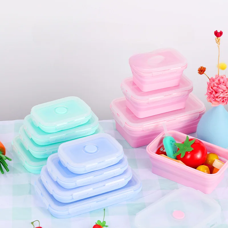 

4 размера, Силиконовый складной Ланч-бокс