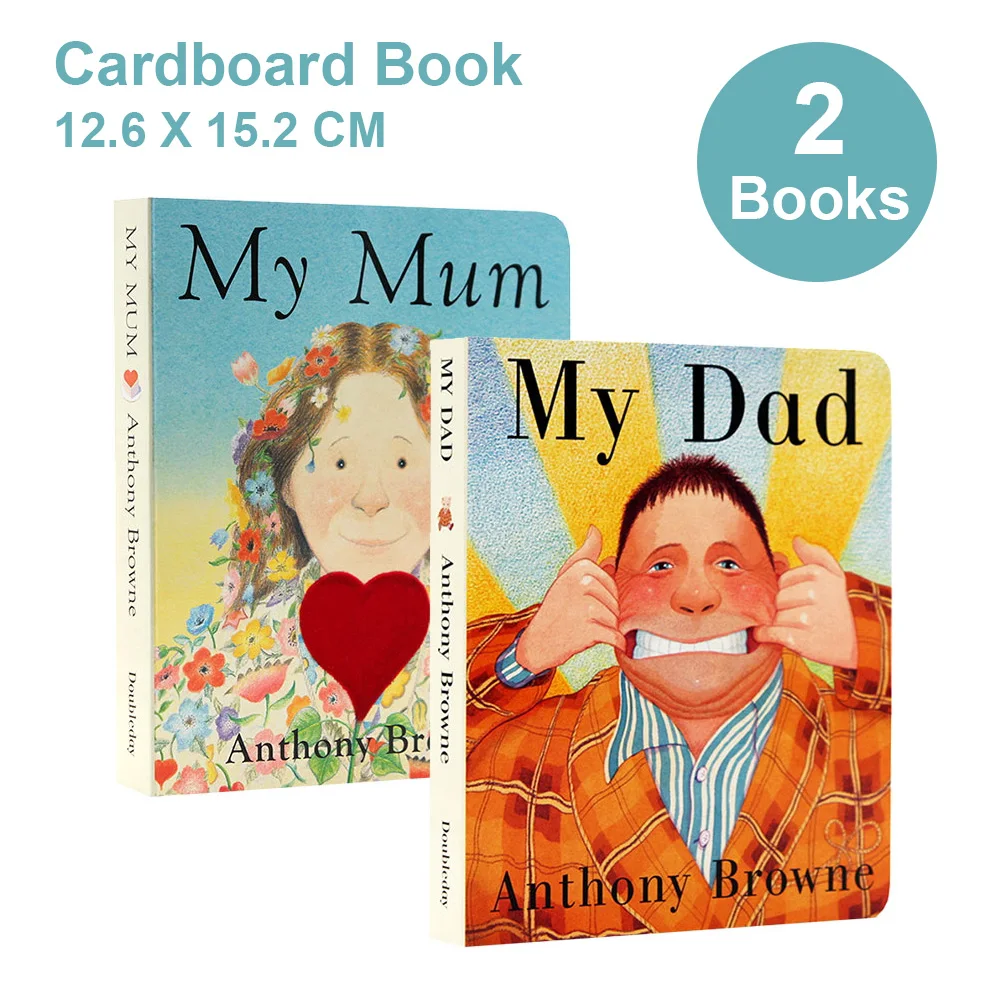 

2 Books Set Kids English Cardboard Books My Dad My Mum by Anthony Browne Picture Book Early Beginner Readers for Children Toys