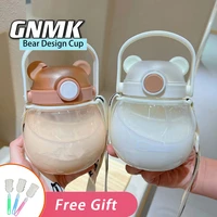 summer travel plastic mug cute water bottle for girl 1l bear straw tumbler kid cartoon kawaii cup portable sport drinking kettle