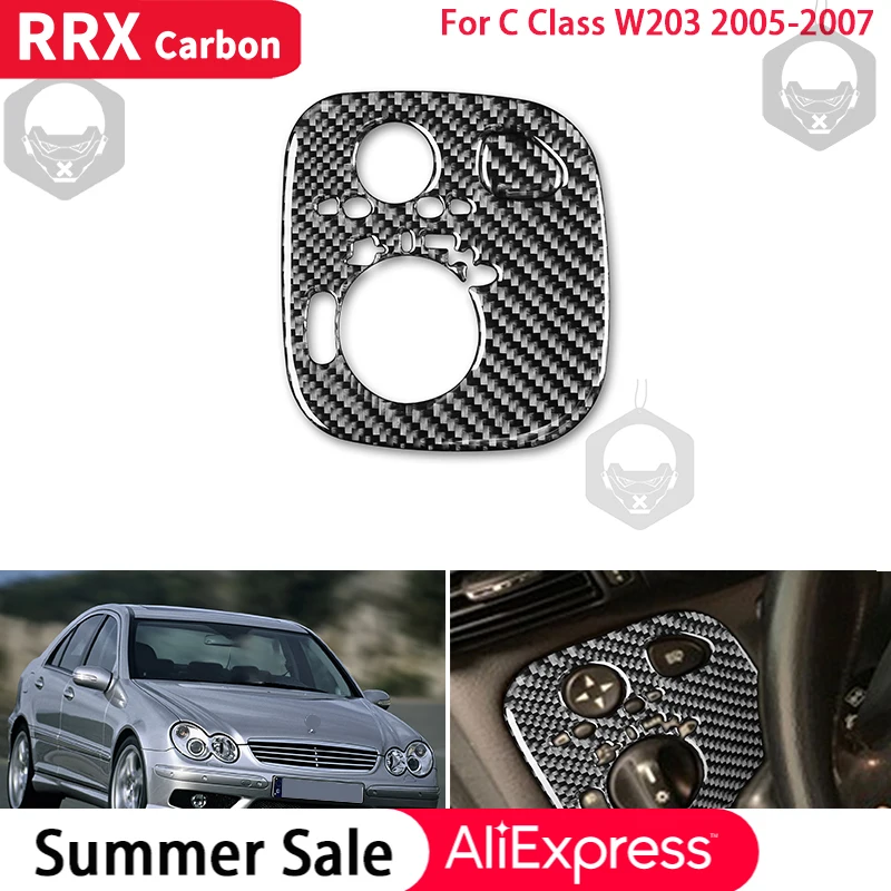 

RRX Car Interiors for Mercedes-Benz W203 C-Class 2005-2007 Real Carbon Fiber Headlight Switch Trim Stickers Car Accessories