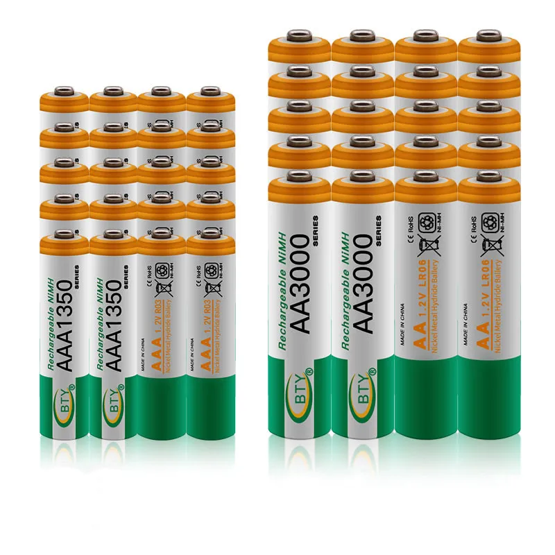

100% neue 1,2 V AA 3000mAh NI-MH Akkus + AAA batterie 1350 mAh Rechageable batterie NI-MH 1,2 V AAA batterie
