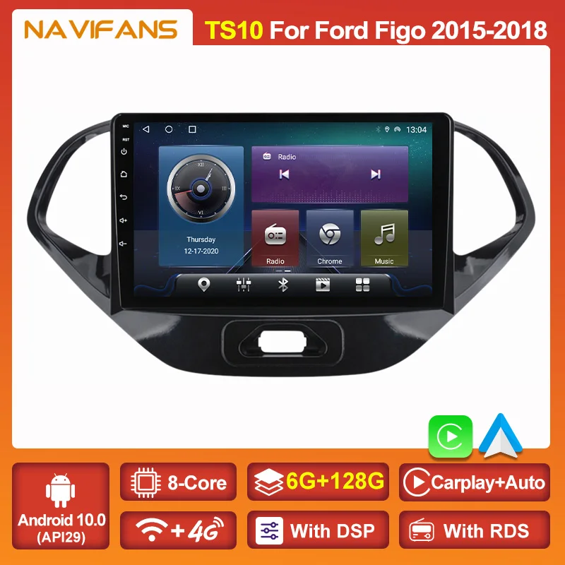 

Автомагнитола Octa Core, Android 11, для Ford Figo 2015, 2016, 2017, 2018, GPS-навигация, мультимедийный проигрыватель, Wi-Fi, Carplay