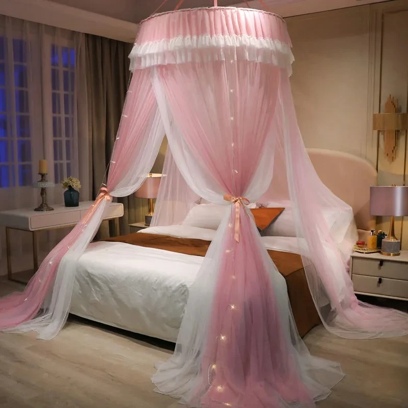 

Bed Net Mosquito Bedroom Princess Summer Mosquito Style Anti-mosquito Dome Romantic Net Ceiling Three-door Home Curtai Universal