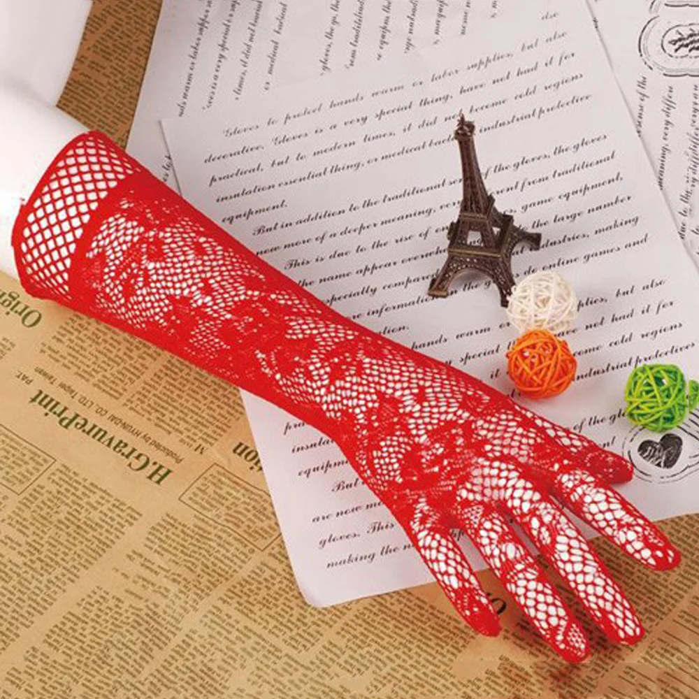 Сексуальные кружевные сетчатые длинные перчатки черные белые сексуальные