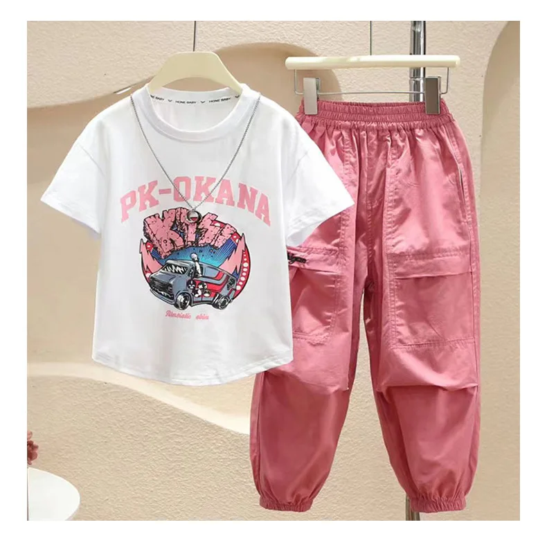 Весна 2025 г. детский спортивный костюм комплект одежда для девочек футболка в