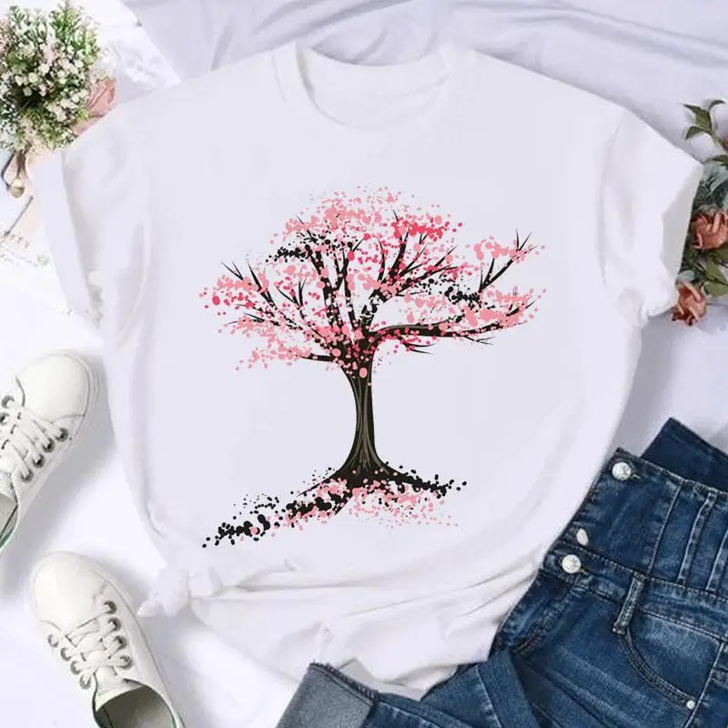 

2023 Summer New Simple Watercolor Music Notes Love Trend Short-sleeved Fashion Summer Female Print Female Casual Tshirt Pattern