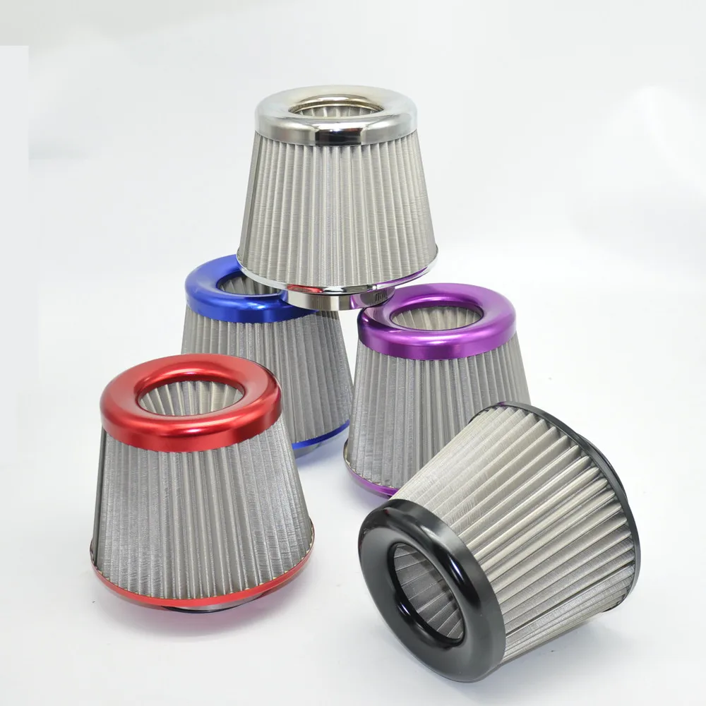 

Stainless Steel Engine Air Filter 3" Round Tapered Universal Cold Air Intake Cone Filter