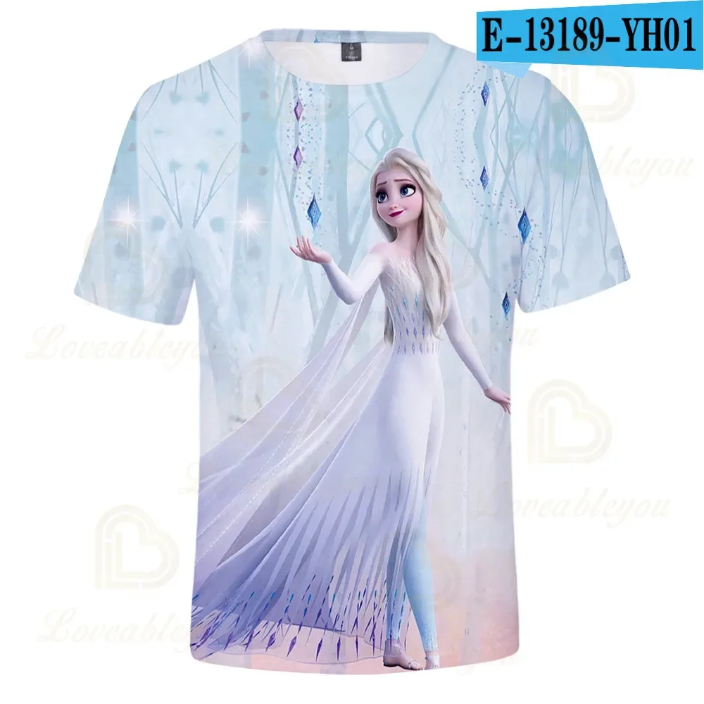 Летняя футболка для маленьких девочек Волшебная мультяшная Анна Эльза хлопковая