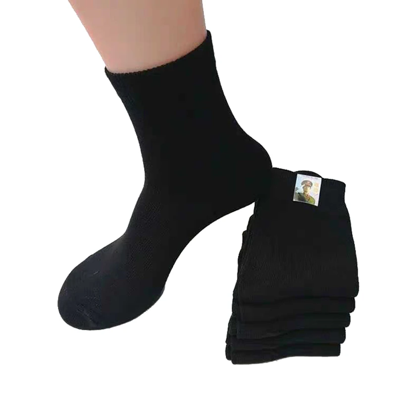 

HAN WILD Socks Men Cotton Men's Cotton Socks Black Navy Blue Business Casual Breathable Warm Elastic Spring Autumn Winter Male