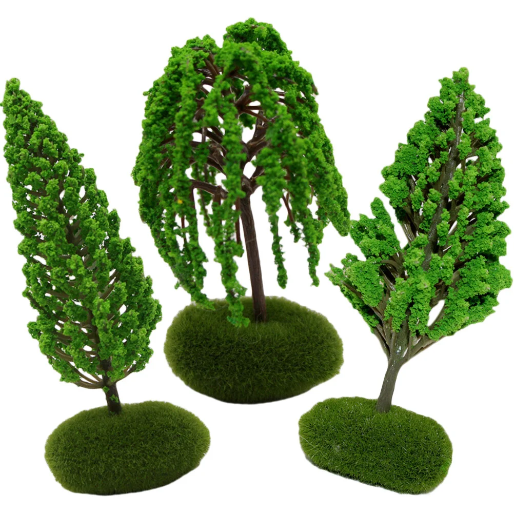 

3 Pcs Tree Model Miniature Fake Scenery DIY Trees Sand Table Office Desk Decorations Accessory Adornment Street