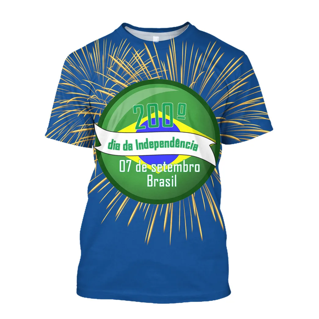 

Jumeast Brasil Flag 3D Graphic T Shirts 200th Independence Day Printed T Shirt Fireworks September 7 Oversized Clothes Cool Tops