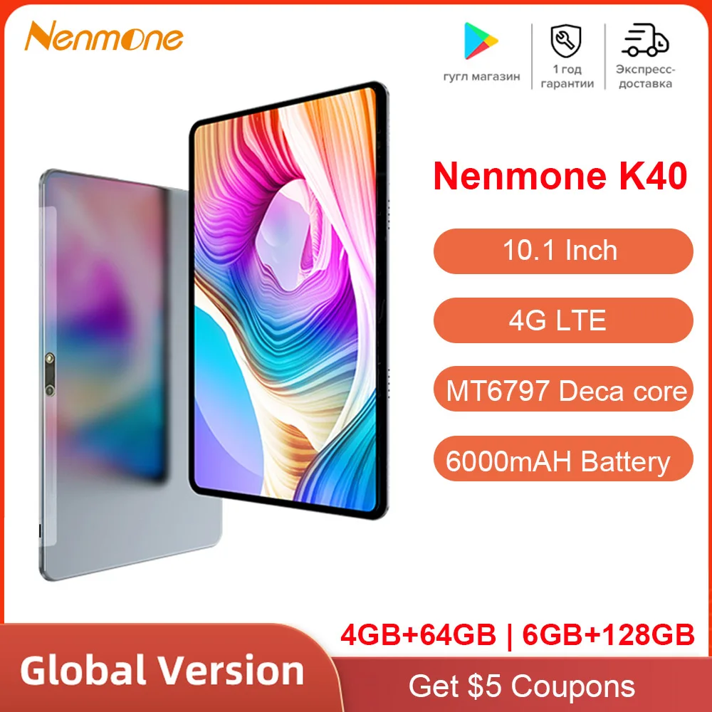 

Nenmon Официальный магазин K40 4G планшет Android 10 ядер MT6797 детский дешевый планшет 10,1 дюйма 64 Гб 128 Гб ПЗУ двойная камера порт Type-C