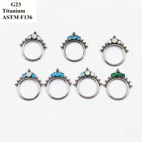 body piercing jewelry g23 titanium inlaid with exquisite zircon and opal welded small ball decorative nose ring earrings