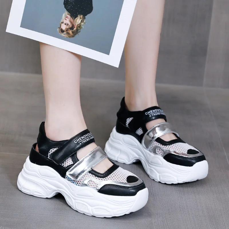 7CM Women Sandals Mesh Hook&Loop Comfy Platform 2023 Soft Women Lightweight Casual Beach Summer Sandals Outdoor Female Sandals