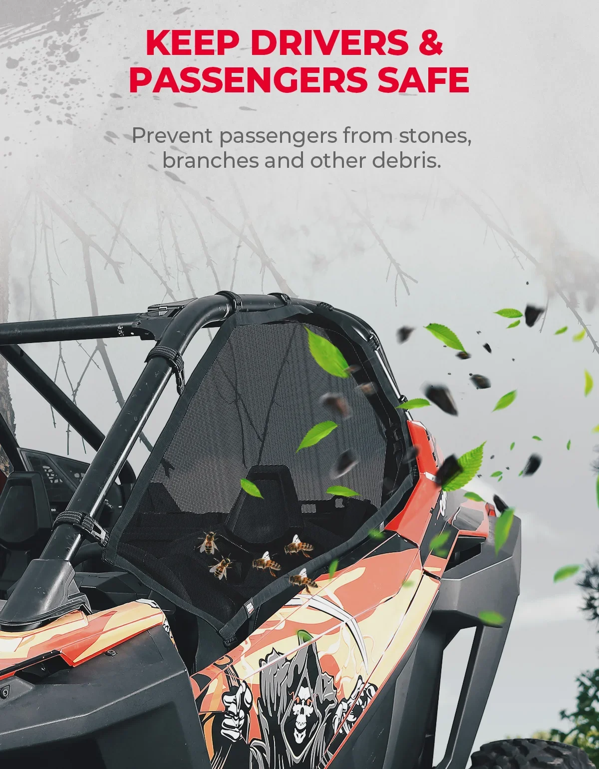 Сетка для окон KEMIMOTO UTV Roll Cage сетка совместимая с Polaris RZR PRO R / XP Turbo 2020-2023 2024