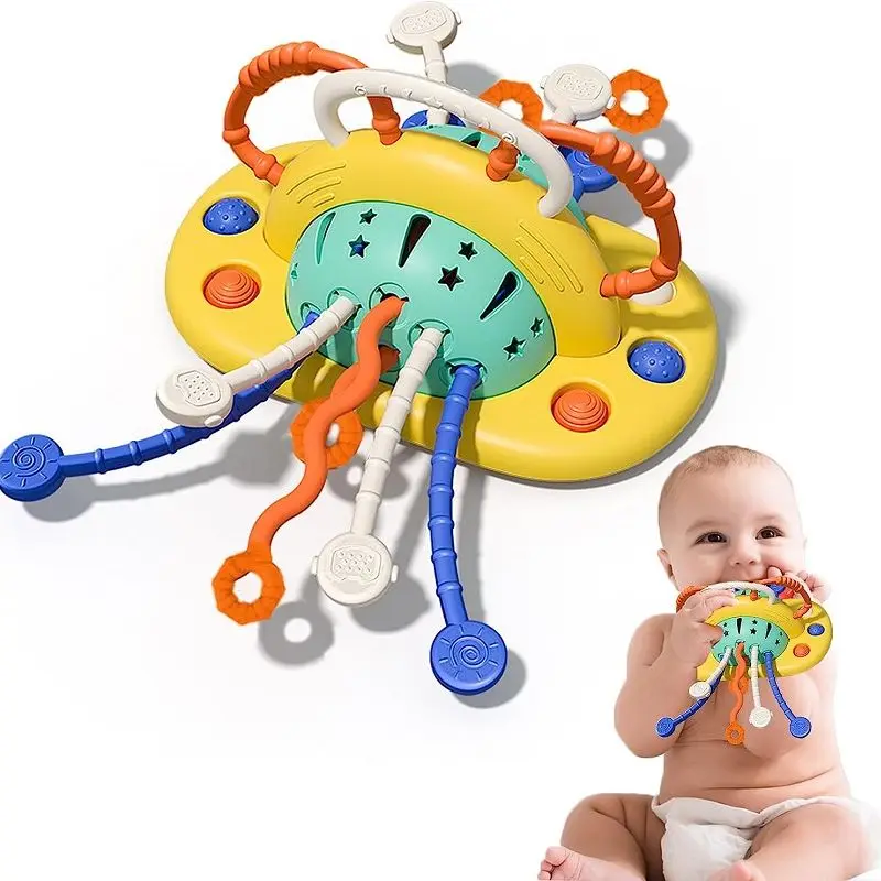 

Montessori Toys Baby 6 12M Sensory Silicone Pull String Activity Toy Toddler Motor Skills Develop Educational Toys for Babies