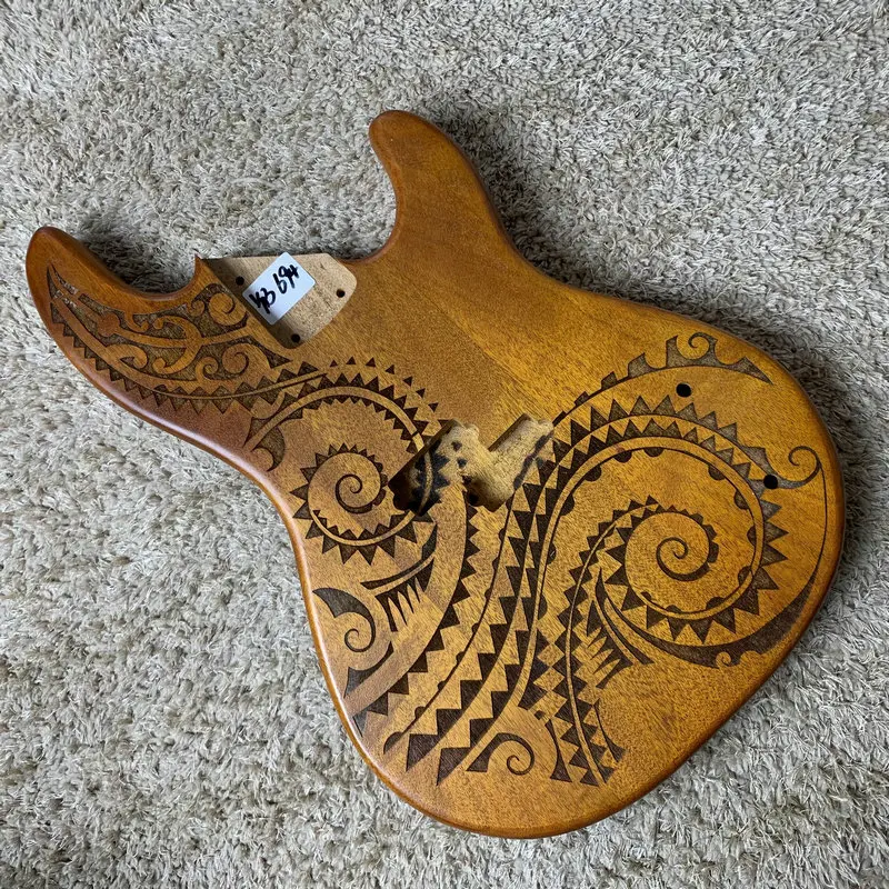 

4 Strings Bass Guitar Body Finished Carved Desgin Top Right Hand PB Bass Model Solid Mahogany YB694