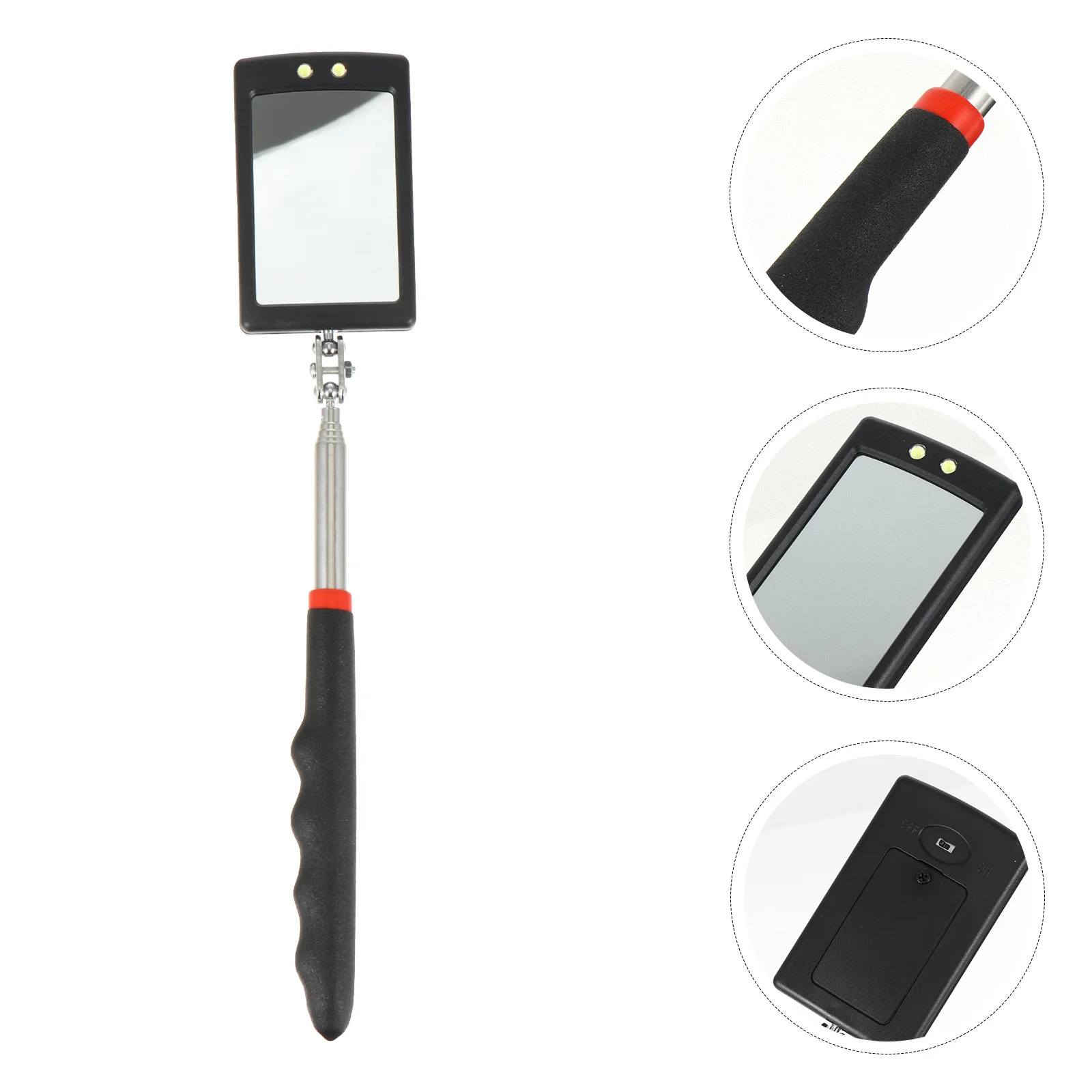 

Mirror Inspection Auto Vehicle Telescoping Car Light Led Tool Telescopic Lighted Swivel Automotive Large Square Checking