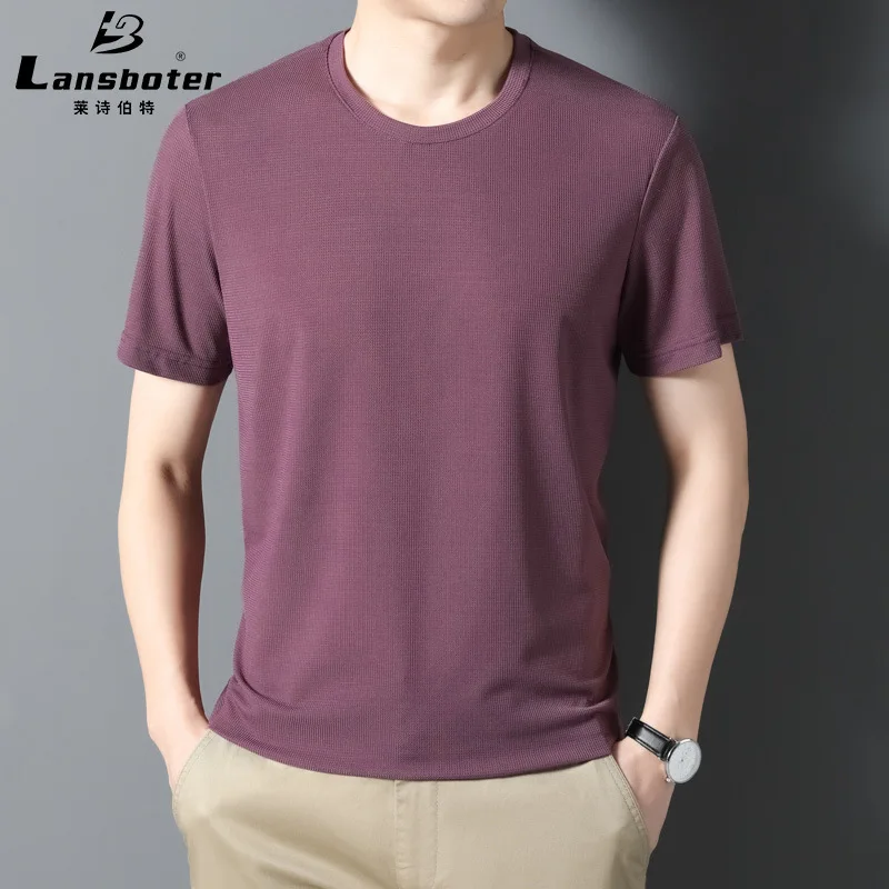 

Men's Short-sleeved Plain T-shirt Summer Young And Middle-aged Men's Shirt Mercerized Round Neck Half-sleeved T-shirt