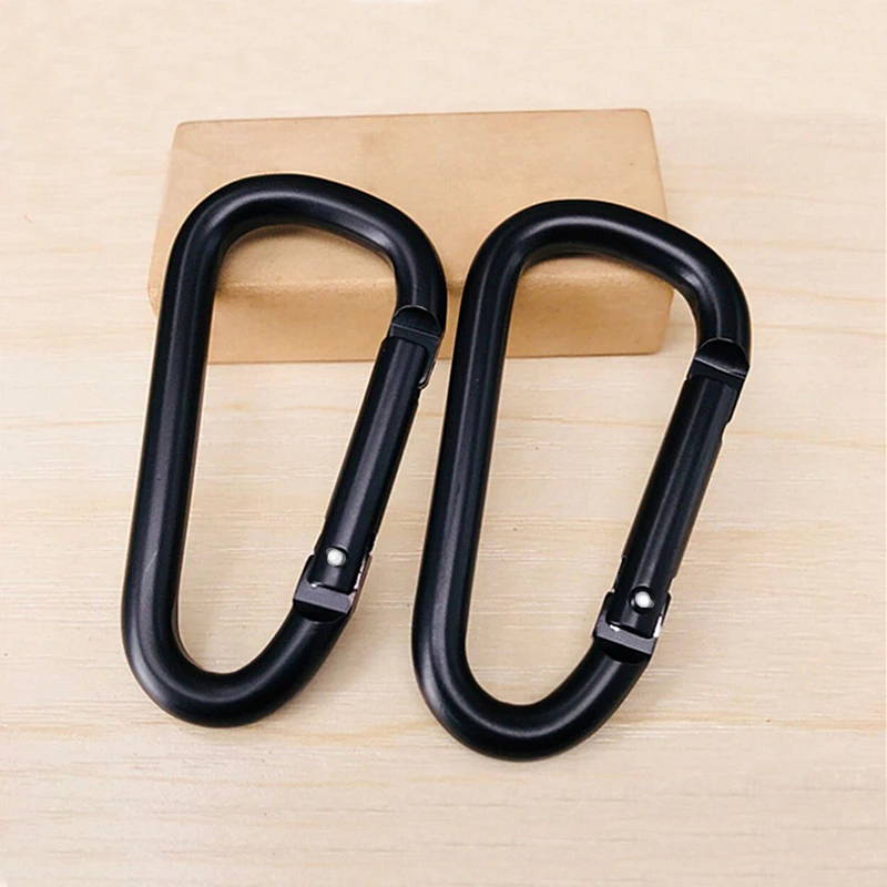 

1/5/10Pcs Practical Black D Shaped Aluminum Alloy Carabiner Hook Keychain Climbing Equipment Karabiner Mosqueton