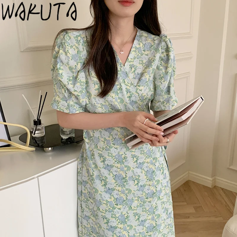 Winuta зеленое фиолетовое цветочное тонкое длинное женское летнее 2024 милое