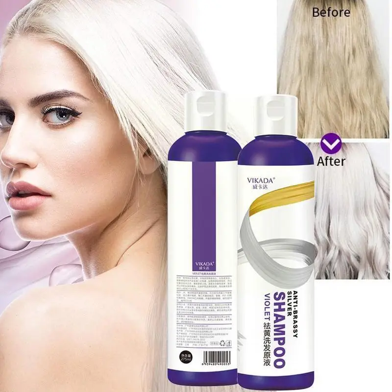 

275ml Purple Shampoo for Blonde Hair Bleaching Yellow Removing Linen Gray Silver Color Lock Hair Dye Shampoos Color Protect M7G8