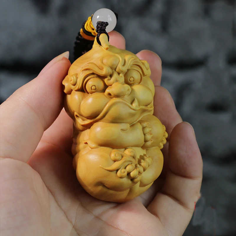 XS118-7 ручная резьба из самшита подвесной кулон для автомобиля домашний декор-Pixiu