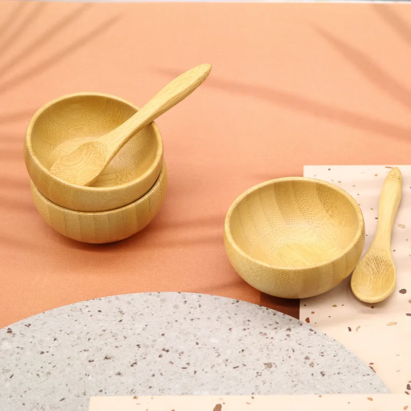 

Mini Size Bamboo DIY Face Mask Mixing Bowl with Spoon Aromatherapy Bowl Set Massage Oil Face Care Makeup Tool Kits