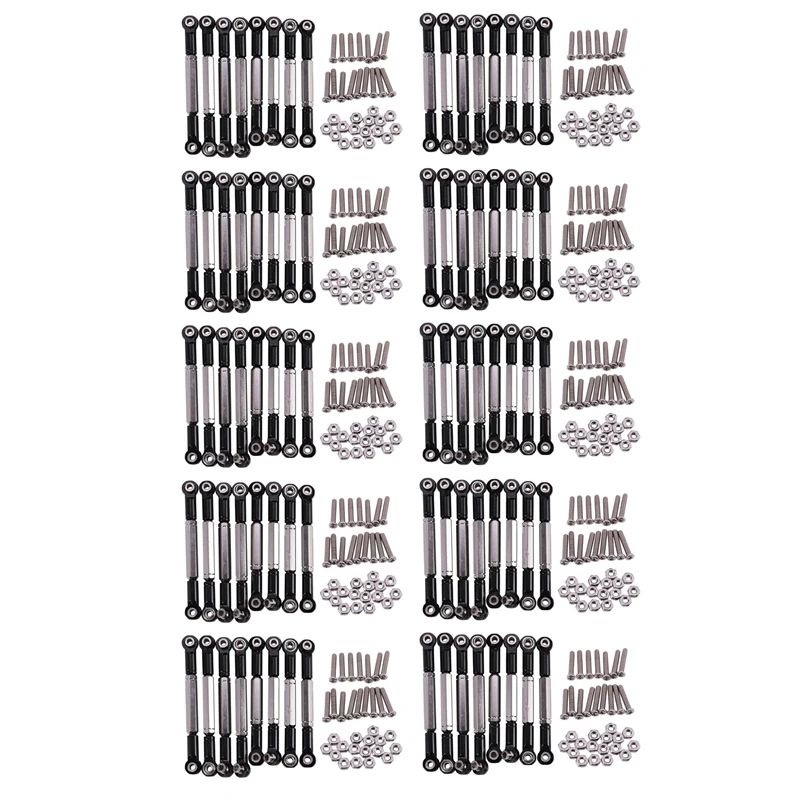 10X For Metal Tie Rod For WPL 1:16 Henglong Truck Crawler Update Parts,Black